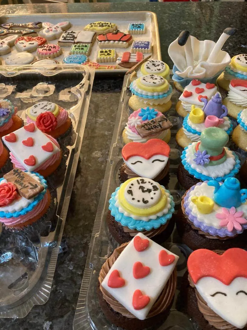 Alice in Wonderland Cookies and Cupcakes from Out of the Box Baking.com